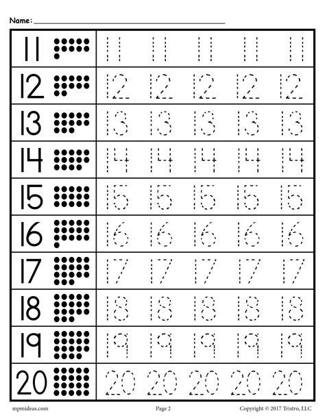 Tracing Numbers 1 20 Free Printables